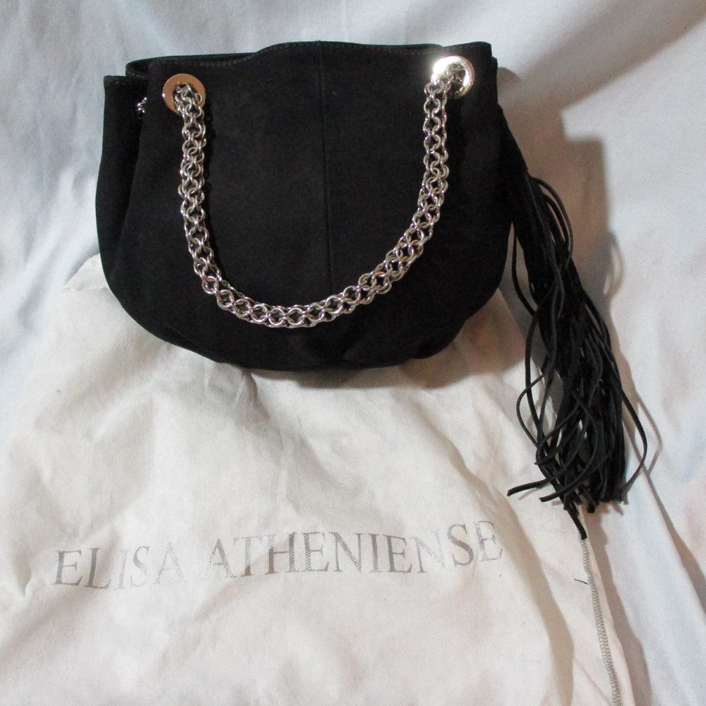 NEW ELSA ATHENIENSE Suede Fringe indie hobo satchel shoulder bag clutch purse - Picture 2 of 9
